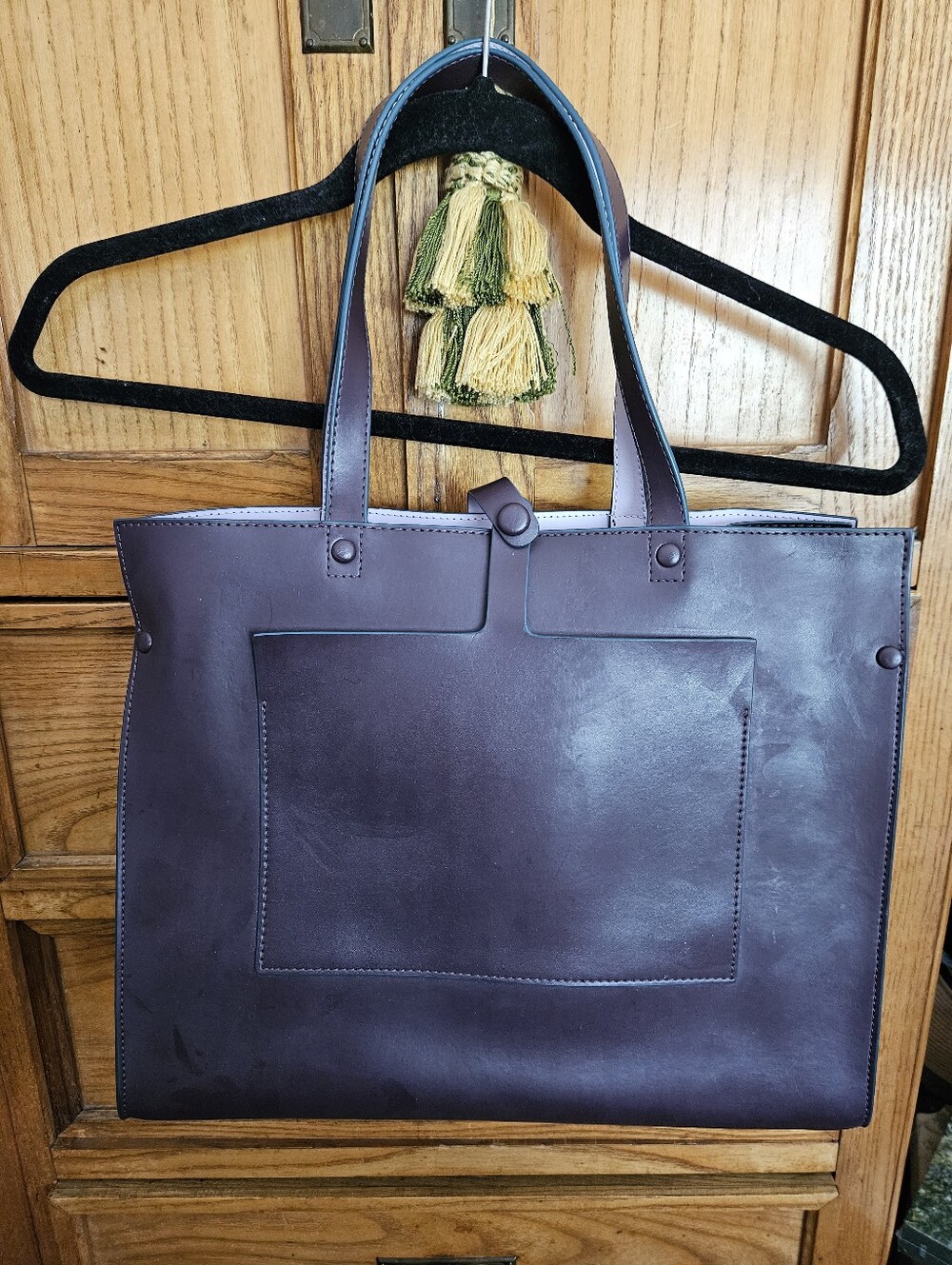 & Other Stories Leather Deep Eggplant/Lilac Tote